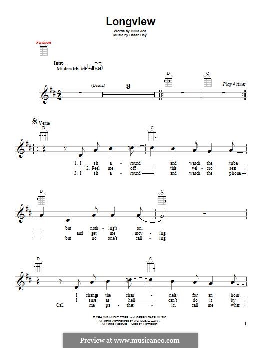 Longview (Green Day): Для укулеле by Billie Joe Armstrong, Tré Cool, Michael Pritchard
