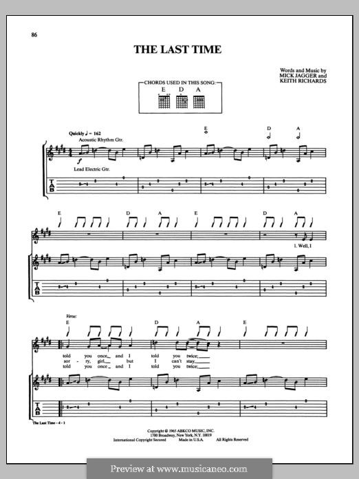 The Last Time (The Rolling Stones): Гитарная табулатура by Keith Richards, Mick Jagger