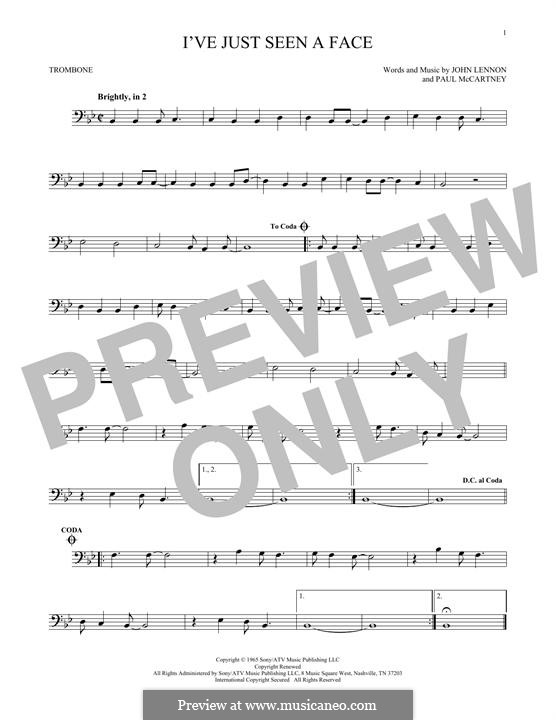 I've Just Seen a Face (The Beatles): For trombone by John Lennon, Paul McCartney