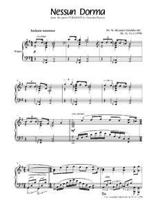 Turandot: Nessun dorma, for piano, Op.26 No.4 by Джакомо Пуччини