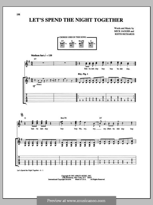 Let's Spend the Night Together (The Rolling Stones): Гитарная табулатура by Keith Richards, Mick Jagger
