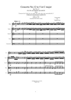 Twelve Concertos for Strings, Op.5: Concerto No.12 in C Major. Version for flute and string quartet by Томазо Альбинони