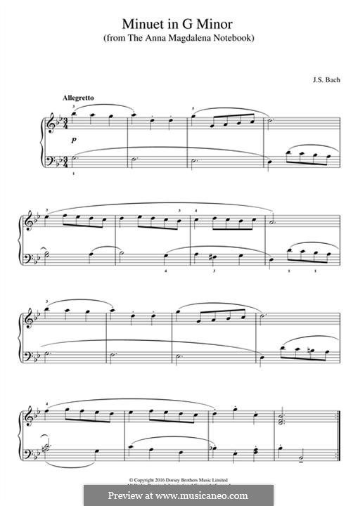 No.5 Менуэт соль минор, BWV Anh.115: Для фортепиано by Иоганн Себастьян Бах