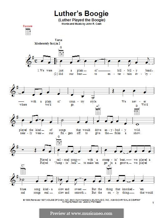 Luther's Boogie (Luther Played the Boogie): Для укулеле by Johnny Cash