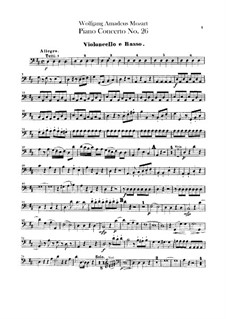Концерт для фортепиано с оркестром No.26 ре мажор 'Коронационный', K.537: Партия виолончели и контрабаса by Вольфганг Амадей Моцарт
