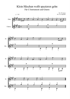 Klein Häschen wollt spazieren gehn: For C-instrument and guitar (very easy version) A Major by Wilhelm Asmus