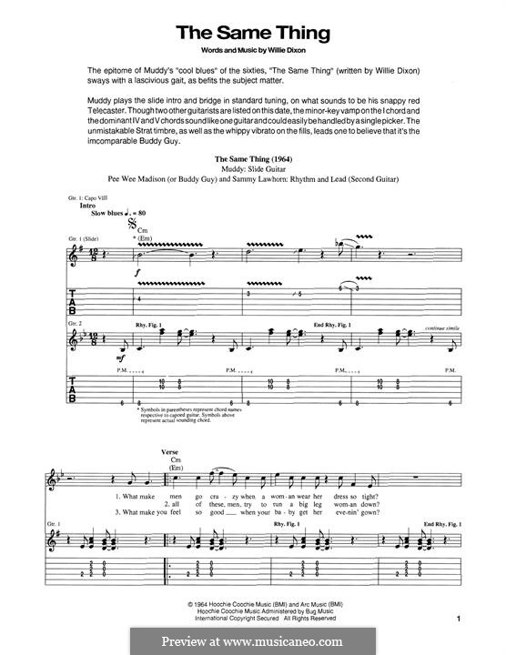 The Same Thing (Muddy Waters): Гитарная табулатура by Willie Dixon
