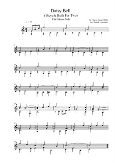 Daisy Bell (Bicycle Built for Two): Для гитары (C Major) by Harry Dacre