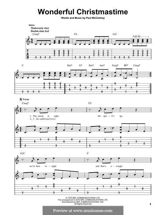 Wonderful Christmastime: Гитарная табулатура by Paul McCartney