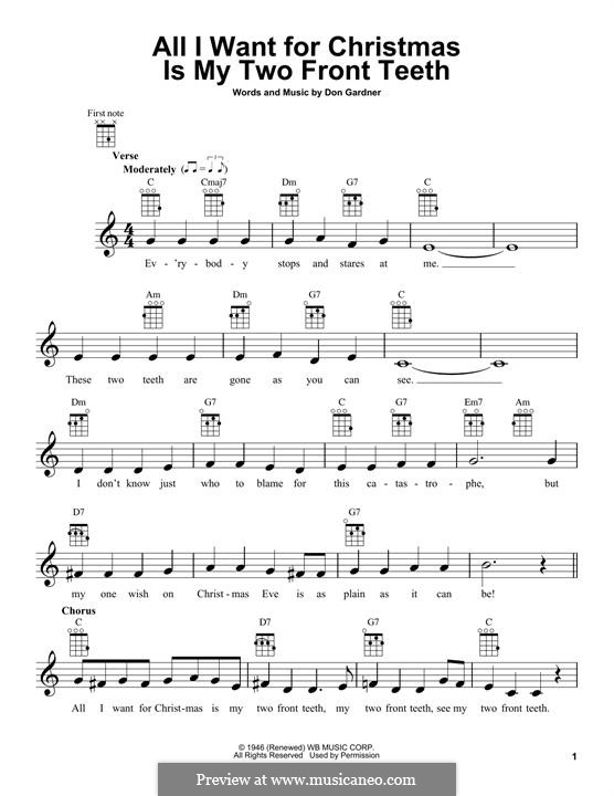 All I Want for Christmas Is My Two Front Teeth: Для укулеле by Don Gardner