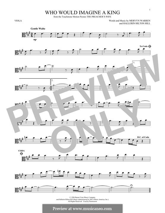 Who Would Imagine a King (Whitney Houston): For viola by Hallerin Hilton Hill, Mervyn Warren