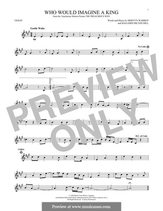Who Would Imagine a King (Whitney Houston): Для скрипки by Hallerin Hilton Hill, Mervyn Warren