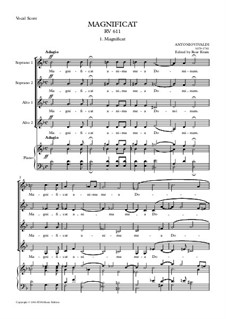 Magnificat in G minor, RV611: SA solo, SSAA choir and small orchestra – vocal score by Антонио Вивальди