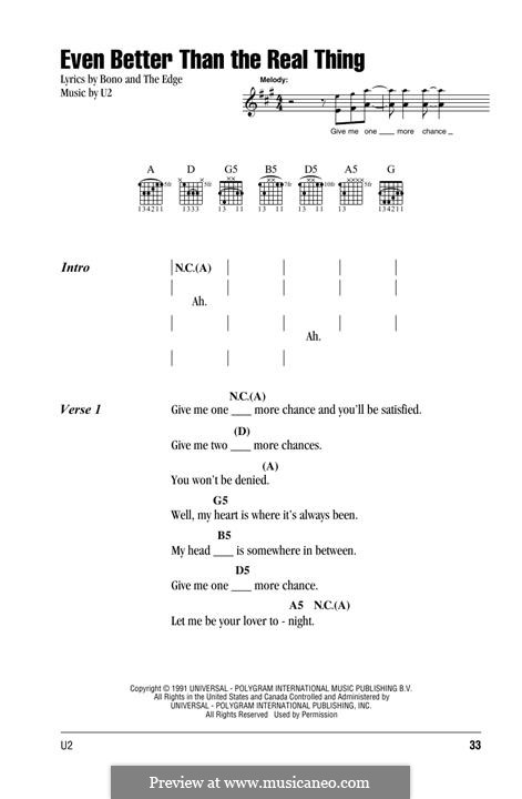 Even Better Than the Real Thing: Текст, аккорды by U2