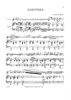 Мазурка соль мажор, Op.26: Для скрипки и фортепиано by Александр Зажицкий