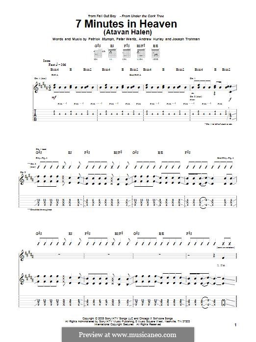 7 Minutes in Heaven (Fall Out Boy): Гитарная табулатура by Andrew Hurley, Joseph Trohman, Patrick Stump, Peter Wentz