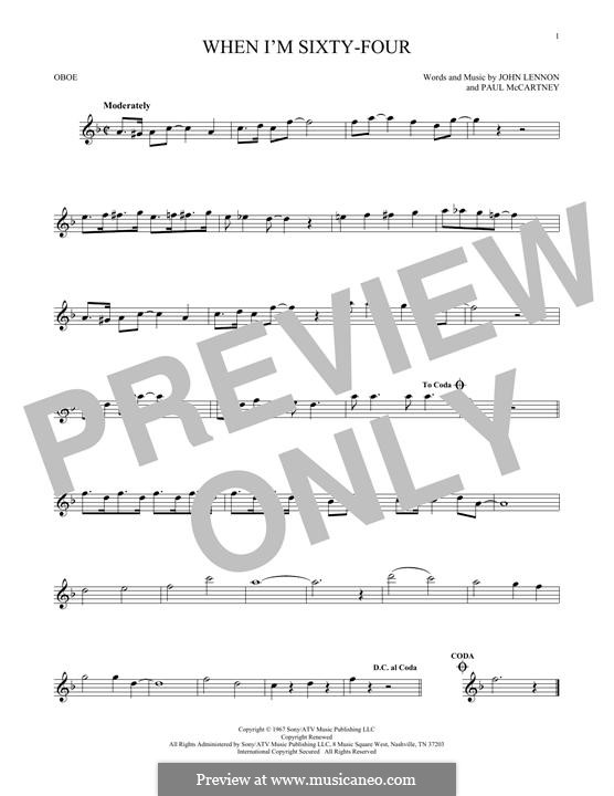 When I'm Sixty-Four (The Beatles), for One Instrument: For oboe by John Lennon, Paul McCartney