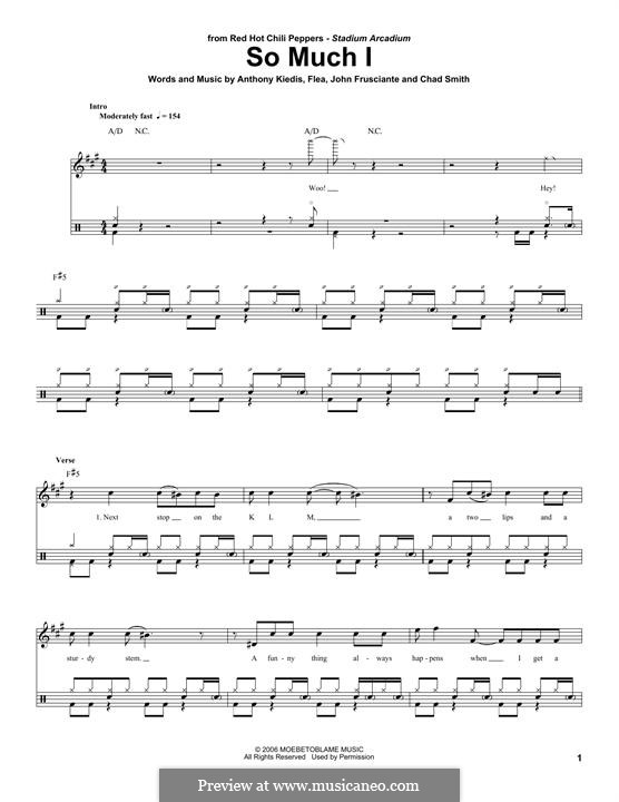 So Much I (Red Hot Chili Peppers): Drum set by Flea, Anthony Kiedis, Chad Smith, John Frusciante