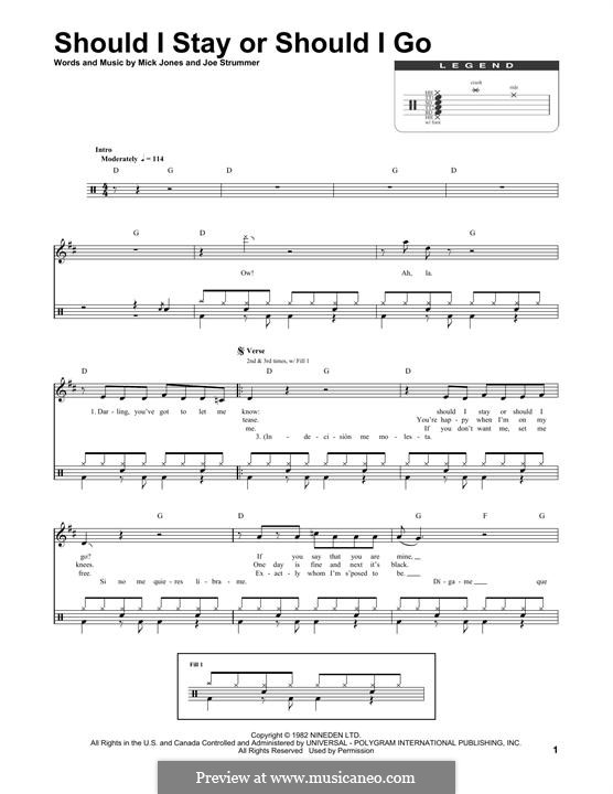 Should I Stay or Should I Go (The Clash): Drum set by Joe Strummer, Mick Jones