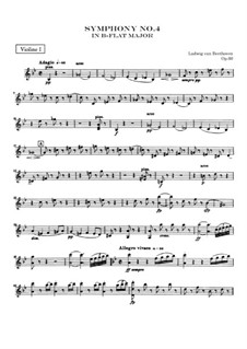 Симфония No.4, Op.60: Партия первых скрипок by Людвиг ван Бетховен
