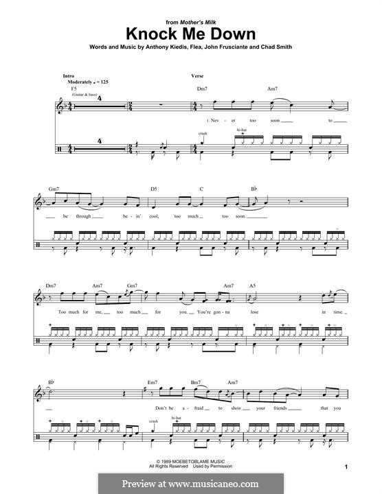 Knock Me Down (Red Hot Chili Peppers): Drum set by Flea, Anthony Kiedis, Chad Smith, John Frusciante