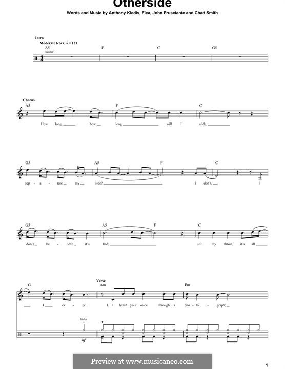 Otherside (Red Hot Chili Peppers): Drum set by Flea, Anthony Kiedis, Chad Smith, John Frusciante