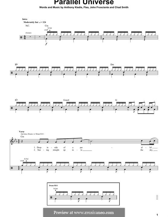Parallel Universe (Red Hot Chili Peppers): Drum set by Flea, Anthony Kiedis, Chad Smith, John Frusciante