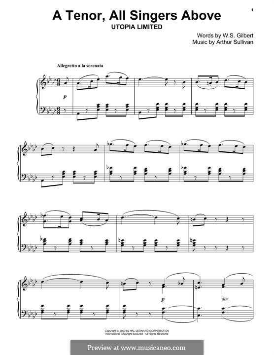 A Tenor, All Singers Above: Для фортепиано by Артур Салливан