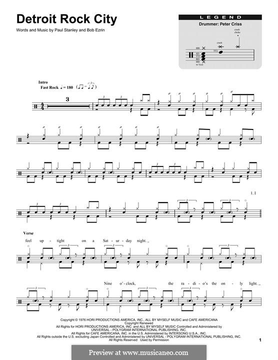 Detroit Rock City (KISS): Drum set by Bob Ezrin, Paul Stanley