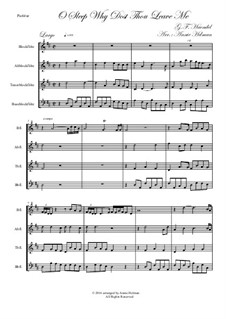 Семела, HWV 58: O, sleep, why dost thou leave me, for recorder quartet by Георг Фридрих Гендель