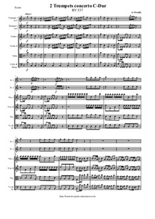 Концерт для двух труб и струнных до мажор, RV 537: Score and parts by Антонио Вивальди