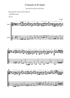 Сюита для виолончели No.6 ре мажор, BWV 1012: Courante. Version for guitar by Иоганн Себастьян Бах