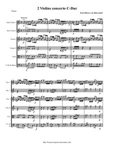 Concerto for Two Violins and Strings in C Major: Score and parts by Карл Диттерс фон Диттерсдорф