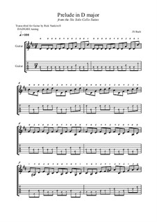 Сюита для виолончели No.6 ре мажор, BWV 1012: Prelude. Version for guitar by Иоганн Себастьян Бах