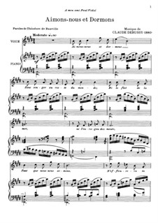 Aimons-nous et Dormons, L.16: Для голоса и фортепиано by Клод Дебюсси