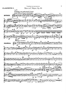 Месса до мажор, Op.86: Партии кларнетов by Людвиг ван Бетховен