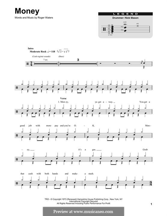 Money (Pink Floyd): Drum set by Roger Waters