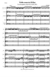 La stravaganza. Twelve Violin Concertos, Op.4: Violin Concerto No.11 in D Major 'La stravaganza' – score and parts, RV 204 by Антонио Вивальди