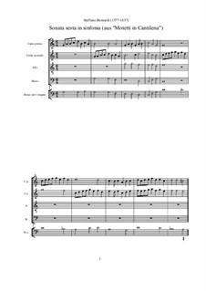 Sonata sesta in sinfonia (aus 'Motetti in Cantilena'): Partitur by Стефано Бернарди
