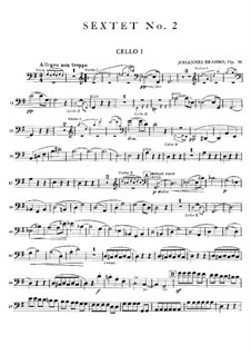 Струнный секстет No.2 соль мажор, Op.36: Партия I виолончели by Иоганнес Брамс