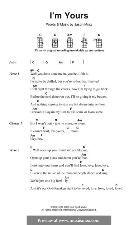 I'm Yours: Текст, аккорды by Jason Mraz
