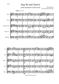 Sing We and Chant It: For wind quintet (with variations) by Томас Морли