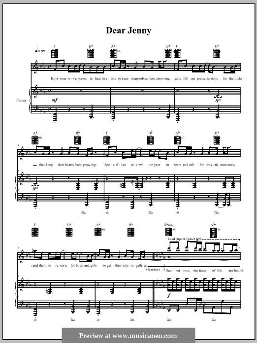 Dear Jenny (The Dresden Dolls): Для голоса и фортепиано (или гитары) by Amanda Palmer