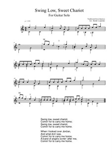 Swing Low, Sweet Chariot: For guitar solo (C Major) by folklore