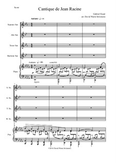 Cantique de Jean Racine, Op.11: For saxophone quartet and piano by Габриэль Форе