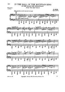 Сюита No.1. В пещере горного короля, Op.46 No.4: Для фортепиано (с аппликатурой) by Эдвард Григ