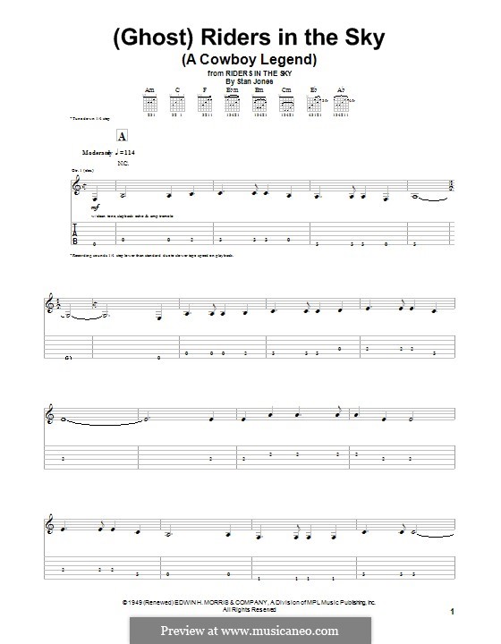 (Ghost) Riders in the Sky (A Cowboy Legend): Гитарная табулатура by Stan Jones