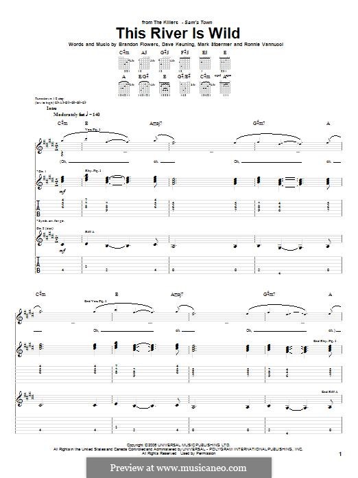 This River is Wild (The Killers): Гитарная табулатура by Brandon Flowers, Dave Keuning, Mark Stoermer, Ronnie Vannucci