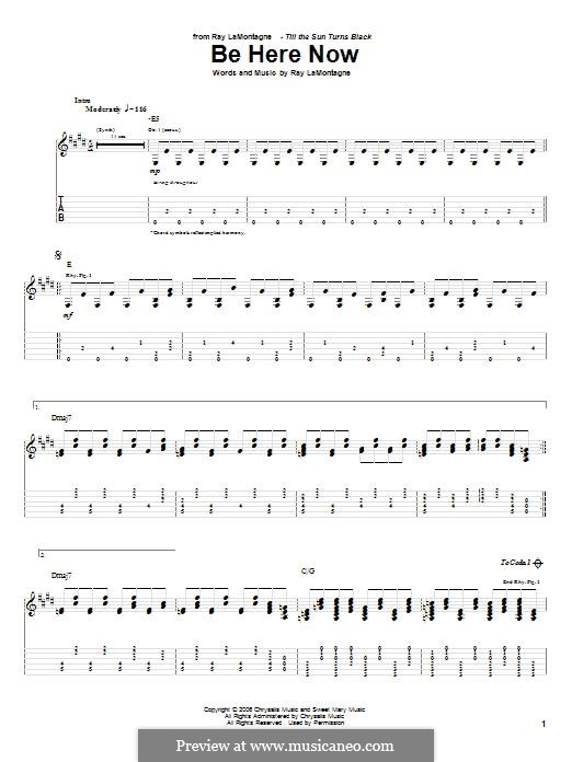 Be Here Now: Гитарная табулатура by Ray LaMontagne