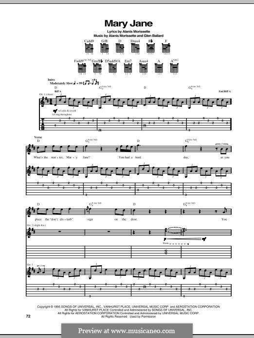 Mary Jane (from Jagged Little Pill The Musical): Гитарная табулатура by Alanis Morissette, Glen Ballard